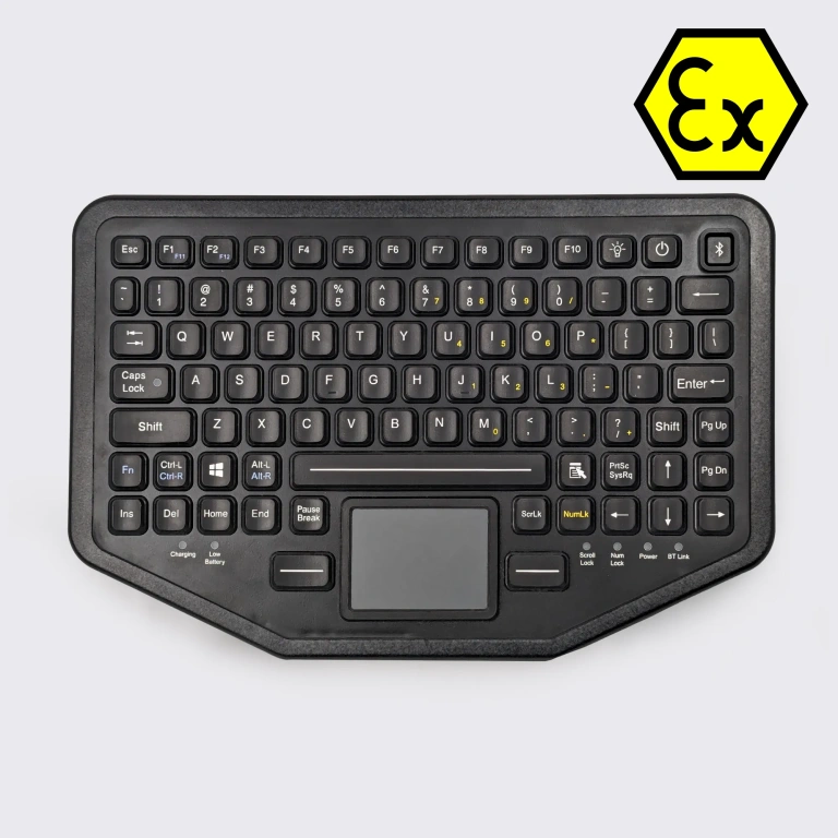 Our rugged ATEX Certified Armadex BT-Key-02 keyboard.