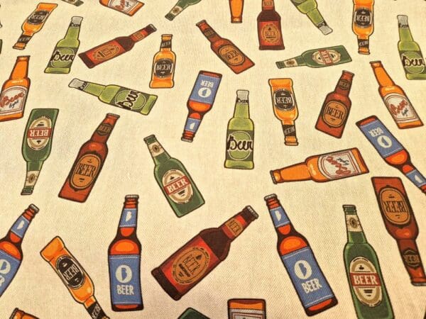 stof met bier flesjes print