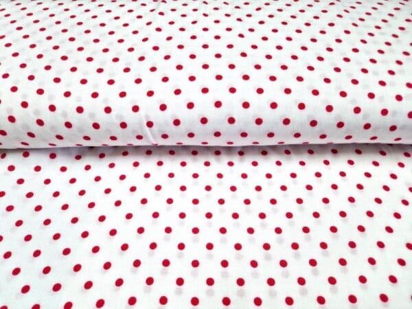 polka dot stof wit rood